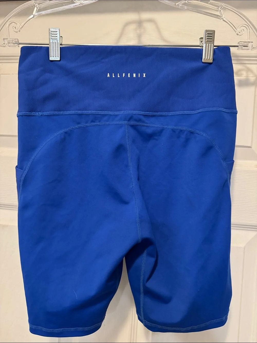 Allfenix Women's High-Waist Blue Biker Shorts with Side Pocket